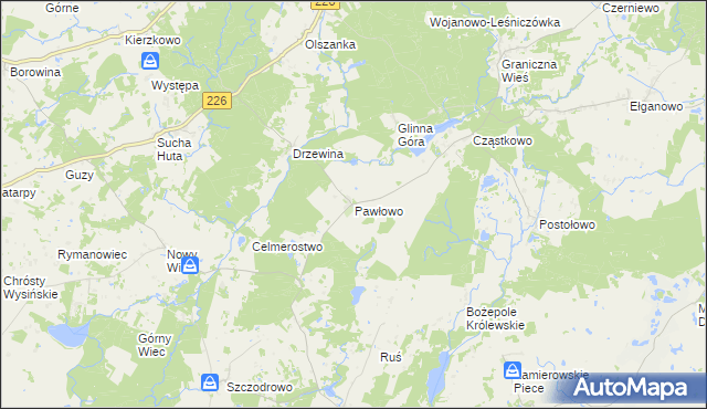 mapa Pawłowo gmina Trąbki Wielkie, Pawłowo gmina Trąbki Wielkie na mapie Targeo