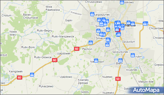 mapa Pęchcin, Pęchcin na mapie Targeo