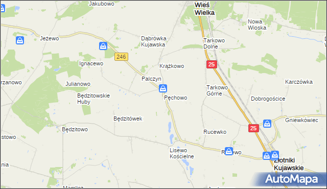 mapa Pęchowo, Pęchowo na mapie Targeo