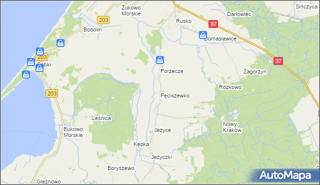 mapa Pęciszewko, Pęciszewko na mapie Targeo