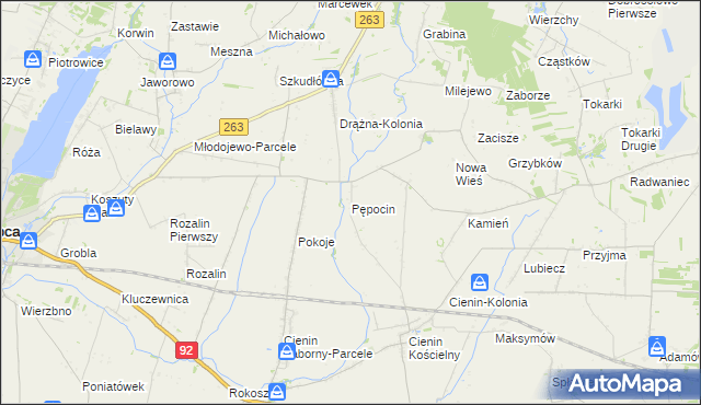 mapa Pępocin, Pępocin na mapie Targeo