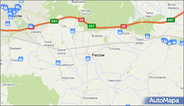 mapa Perzów, Perzów na mapie Targeo