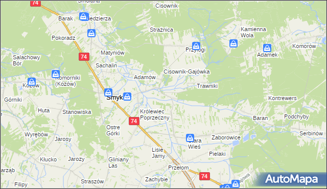 mapa Piaski Królewieckie, Piaski Królewieckie na mapie Targeo