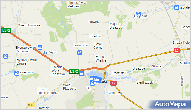 mapa Piaski Wielkie gmina Piaski, Piaski Wielkie gmina Piaski na mapie Targeo