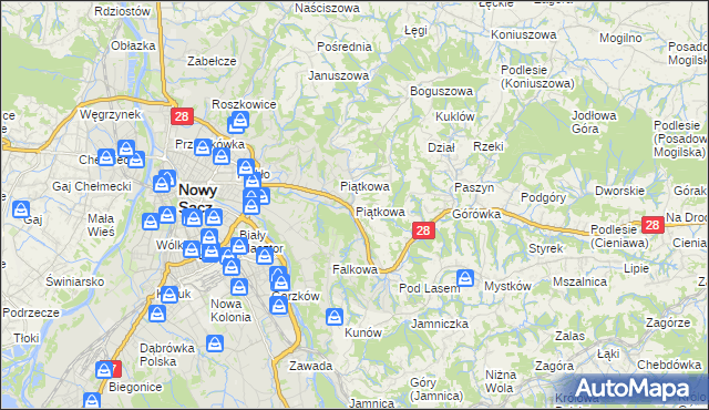 mapa Piątkowa gmina Chełmiec, Piątkowa gmina Chełmiec na mapie Targeo