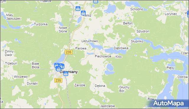 mapa Piechowice gmina Dziemiany, Piechowice gmina Dziemiany na mapie Targeo