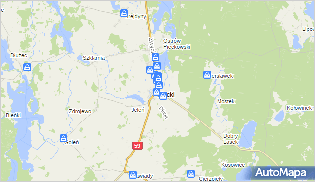 mapa Piecki powiat mrągowski, Piecki powiat mrągowski na mapie Targeo