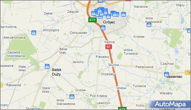 mapa Piekiełko gmina Grójec, Piekiełko gmina Grójec na mapie Targeo