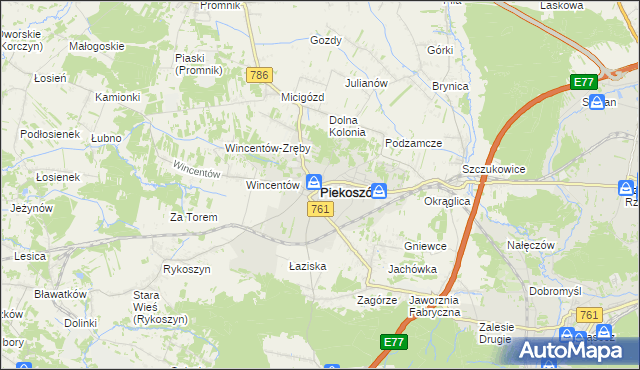 mapa Piekoszów, Piekoszów na mapie Targeo