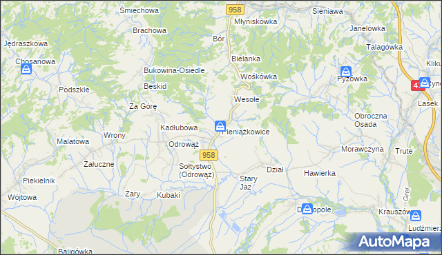 mapa Pieniążkowice, Pieniążkowice na mapie Targeo