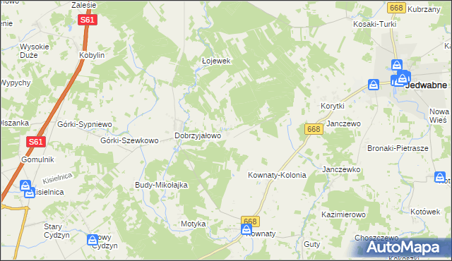 mapa Pieńki Borowe, Pieńki Borowe na mapie Targeo