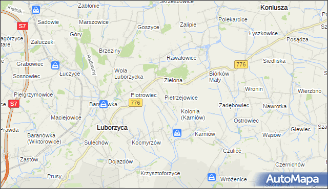 mapa Pietrzejowice, Pietrzejowice na mapie Targeo