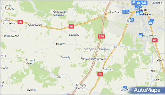 mapa Pietrzykowo-Gołąbki, Pietrzykowo-Gołąbki na mapie Targeo