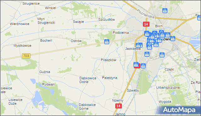 mapa Pilaszków gmina Łowicz, Pilaszków gmina Łowicz na mapie Targeo