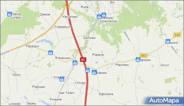 mapa Pilewice, Pilewice na mapie Targeo