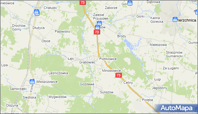 mapa Piotrkowice gmina Chmielnik, Piotrkowice gmina Chmielnik na mapie Targeo