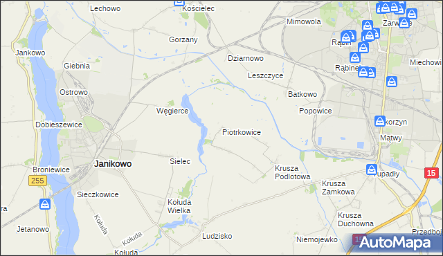 mapa Piotrkowice gmina Inowrocław, Piotrkowice gmina Inowrocław na mapie Targeo