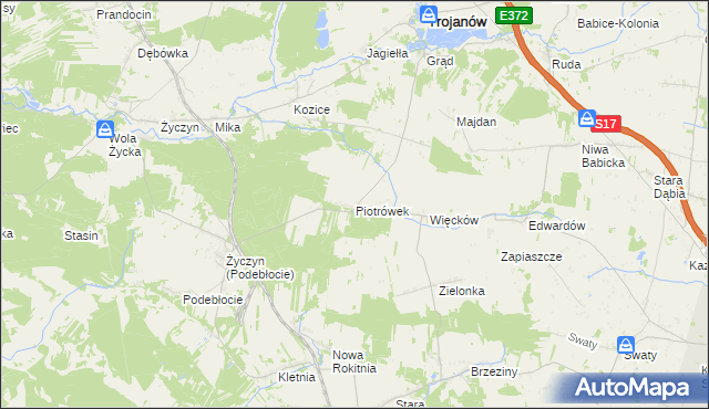 mapa Piotrówek gmina Trojanów, Piotrówek gmina Trojanów na mapie Targeo