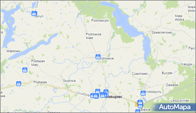 mapa Piotrowice gmina Biskupiec, Piotrowice gmina Biskupiec na mapie Targeo