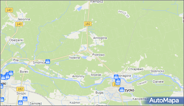mapa Piotrowo gmina Obrzycko, Piotrowo gmina Obrzycko na mapie Targeo