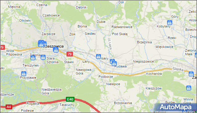 mapa Pisary gmina Zabierzów, Pisary gmina Zabierzów na mapie Targeo