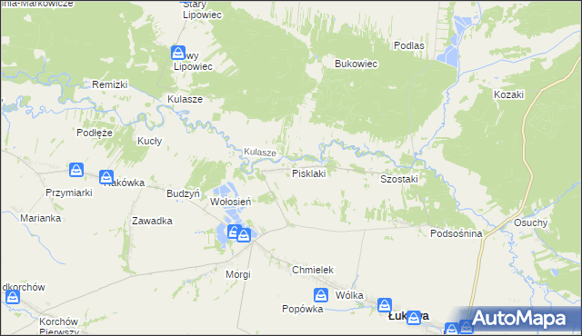 mapa Pisklaki, Pisklaki na mapie Targeo