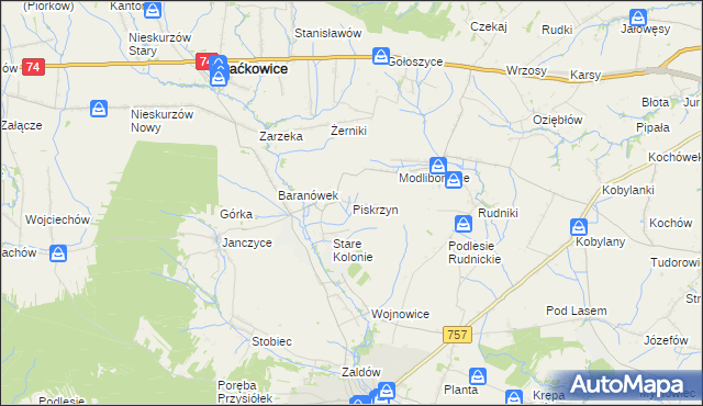 mapa Piskrzyn, Piskrzyn na mapie Targeo