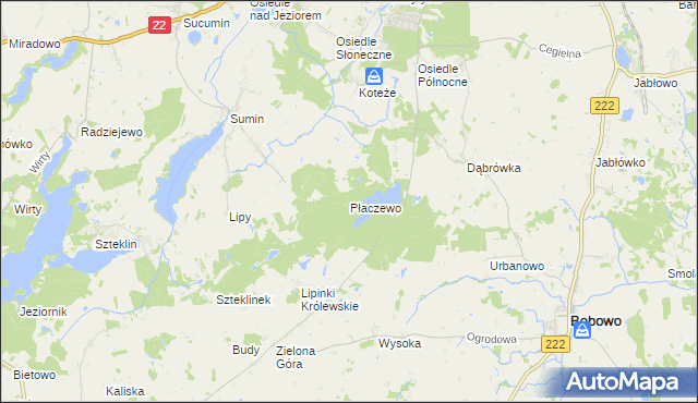 mapa Płaczewo gmina Starogard Gdański, Płaczewo gmina Starogard Gdański na mapie Targeo