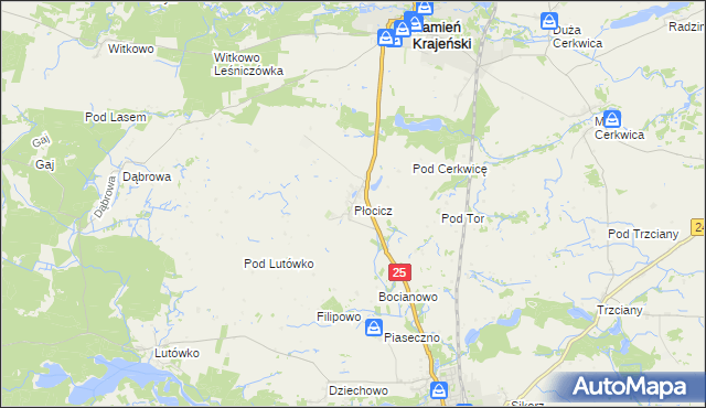 mapa Płocicz gmina Kamień Krajeński, Płocicz gmina Kamień Krajeński na mapie Targeo