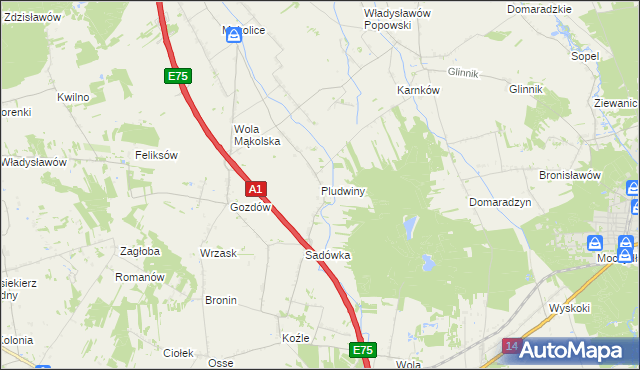 mapa Pludwiny, Pludwiny na mapie Targeo