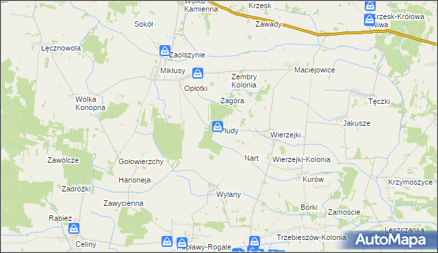 mapa Płudy gmina Trzebieszów, Płudy gmina Trzebieszów na mapie Targeo