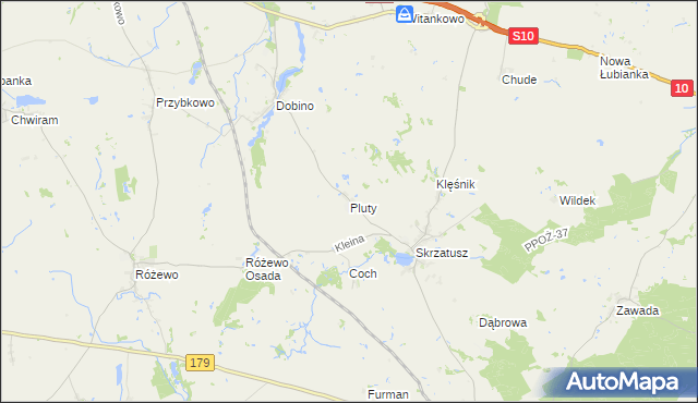 mapa Pluty gmina Szydłowo, Pluty gmina Szydłowo na mapie Targeo