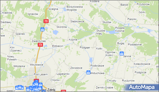 mapa Podgaje gmina Busko-Zdrój, Podgaje gmina Busko-Zdrój na mapie Targeo