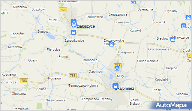 mapa Podgaje gmina Skalbmierz, Podgaje gmina Skalbmierz na mapie Targeo