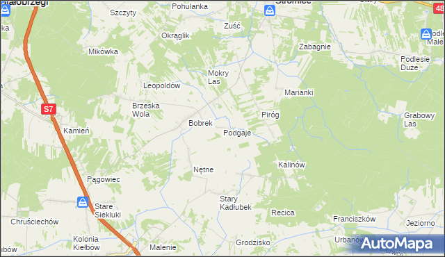 mapa Podgaje gmina Stromiec, Podgaje gmina Stromiec na mapie Targeo