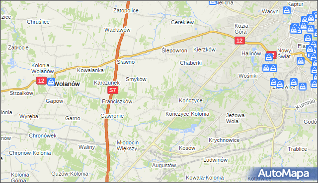 mapa Podkończyce, Podkończyce na mapie Targeo