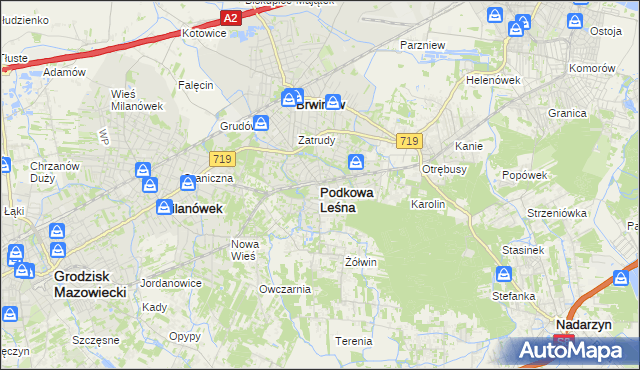mapa Podkowa Leśna, Podkowa Leśna na mapie Targeo