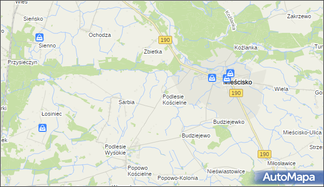 mapa Podlesie Kościelne, Podlesie Kościelne na mapie Targeo