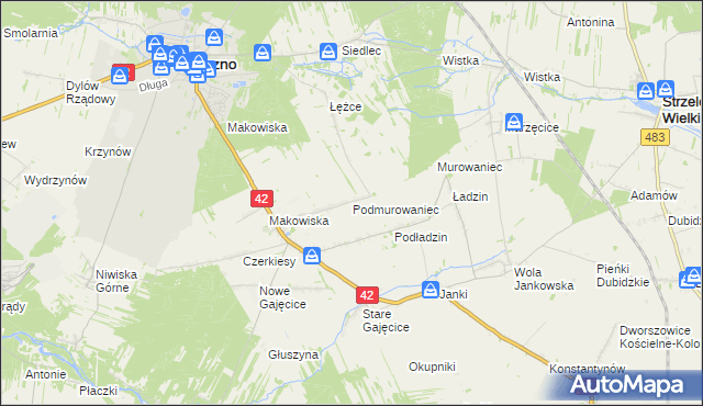 mapa Podmurowaniec, Podmurowaniec na mapie Targeo
