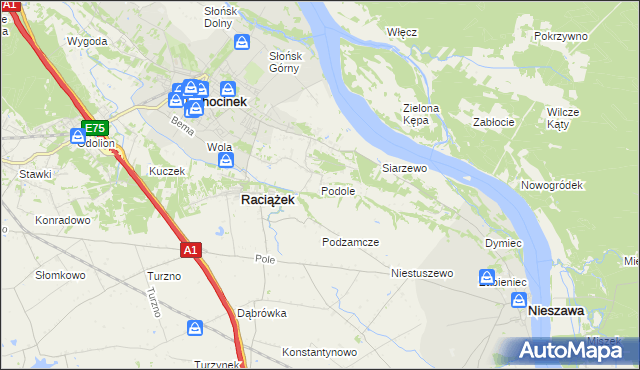 mapa Podole gmina Raciążek, Podole gmina Raciążek na mapie Targeo