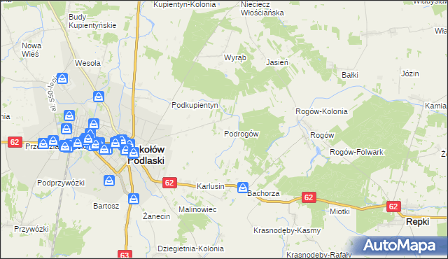 mapa Podrogów, Podrogów na mapie Targeo