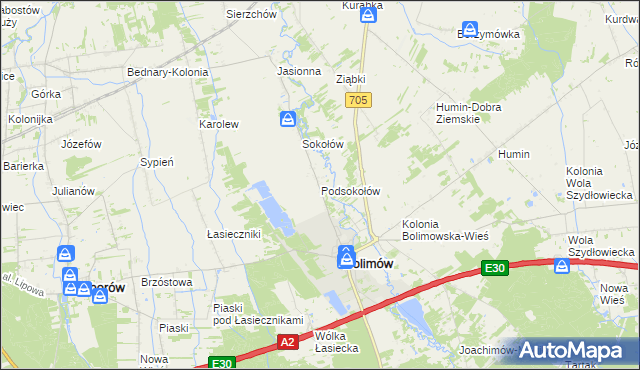 mapa Podsokołów, Podsokołów na mapie Targeo