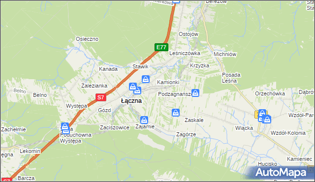 mapa Podzagnańszcze, Podzagnańszcze na mapie Targeo