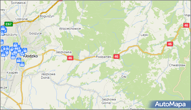 mapa Podzamek, Podzamek na mapie Targeo