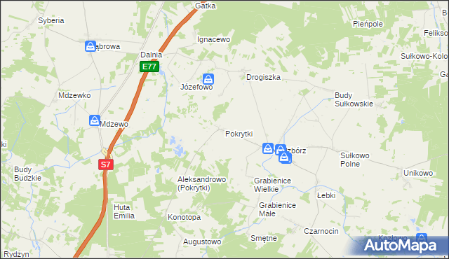 mapa Pokrytki, Pokrytki na mapie Targeo