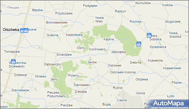 mapa Pokrzywnia gmina Grabów, Pokrzywnia gmina Grabów na mapie Targeo