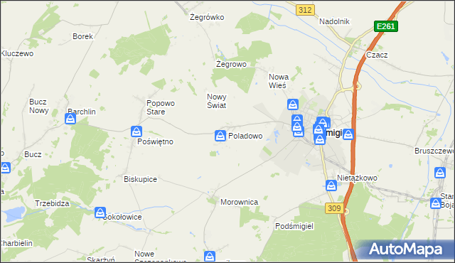 mapa Poladowo, Poladowo na mapie Targeo