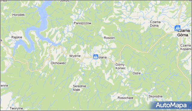 mapa Polana gmina Czarna, Polana gmina Czarna na mapie Targeo