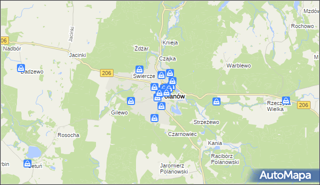 mapa Polanów powiat koszaliński, Polanów powiat koszaliński na mapie Targeo