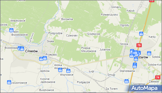 mapa Polesie Mikułowskie, Polesie Mikułowskie na mapie Targeo
